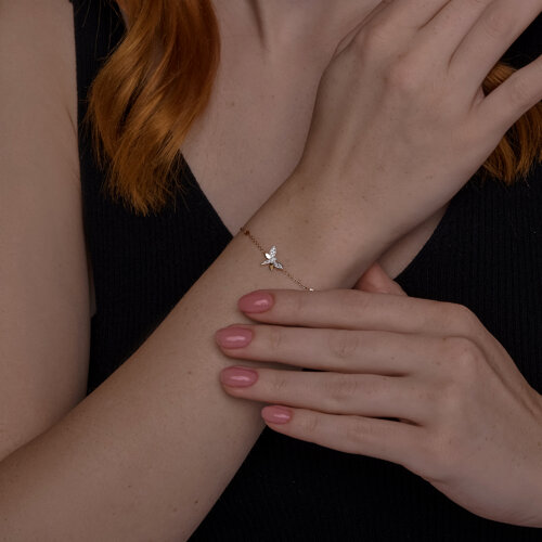 Brățară din aur roșu cu Cubic Zirconia Incolor