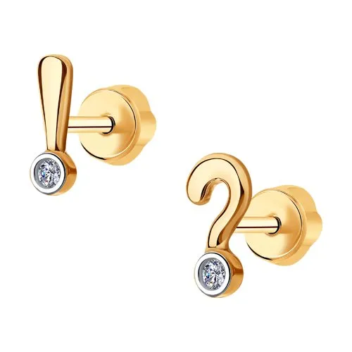 Cercei Pusete din aur roșu cu Cubic Zirconia Incolor