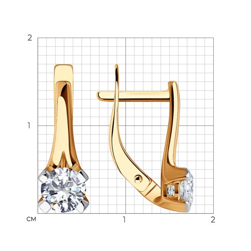 Серьги из красного золота с камнями Фианит