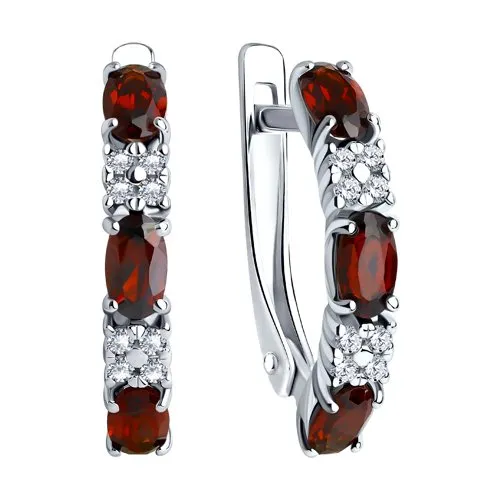 Cercei din argint cu Cubic Zirconia Incolor, Granat