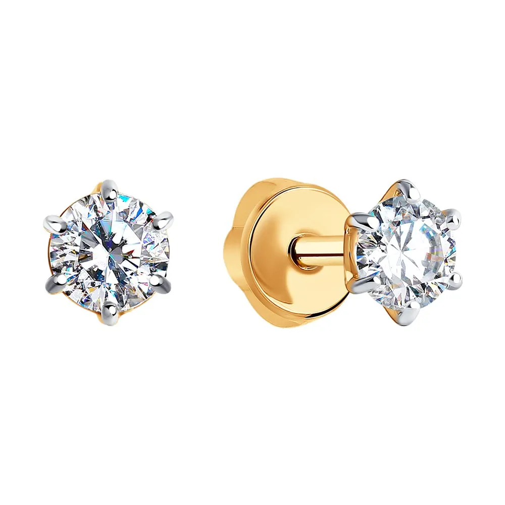Cercei Pusete din aur roșu cu Cubic Zirconia Incolor
