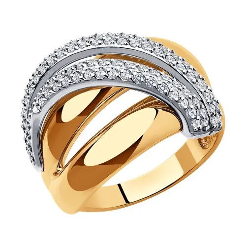 Inel din aur alb și roșu cu Cubic Zirconia Incolor