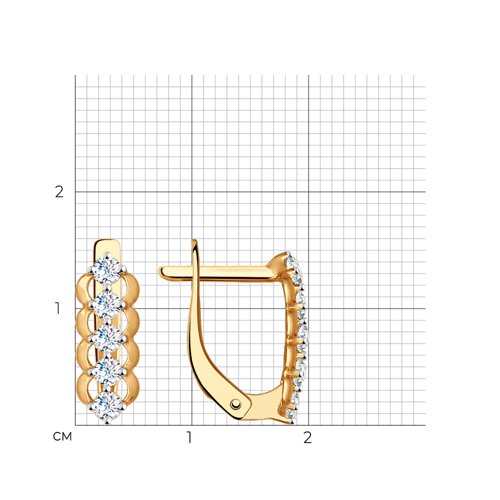 Cercei din aur roșu cu pietre Cubic Zirconia Incolor