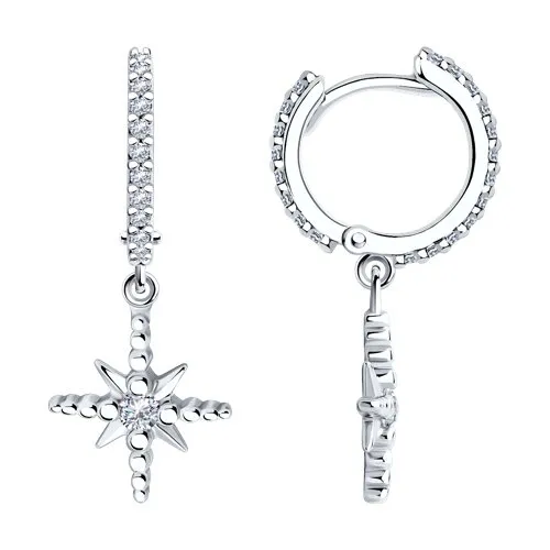 Cercei Creole din argint cu Cubic Zirconia Incolor
