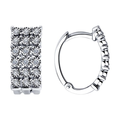 Cercei din aur alb cu pietre Diamant