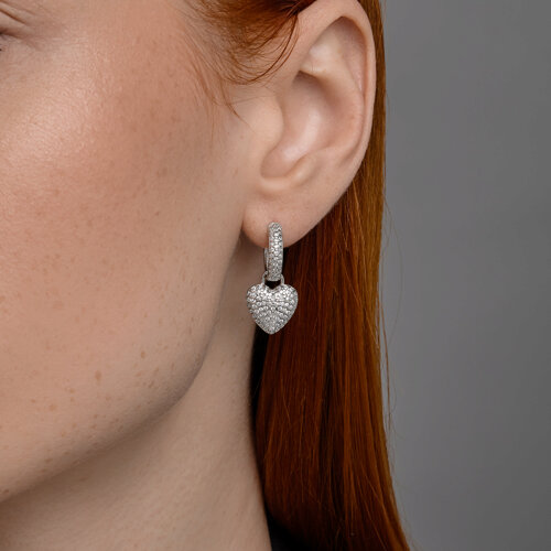 Cercei Creole din argint  cu pietre Cubic Zirconia Incolor
