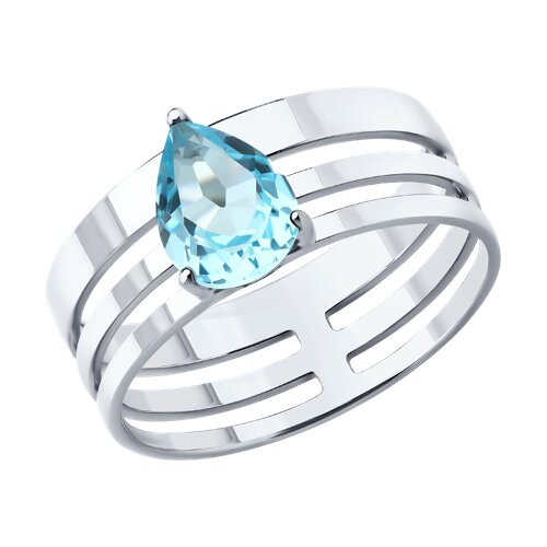 Inel din argint  cu pietre Topaz albastru