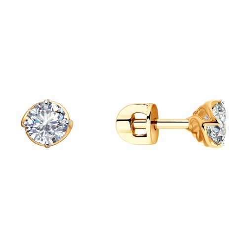 Cercei Pusete din aur roșu cu pietre Cubic Zirconia Incolor