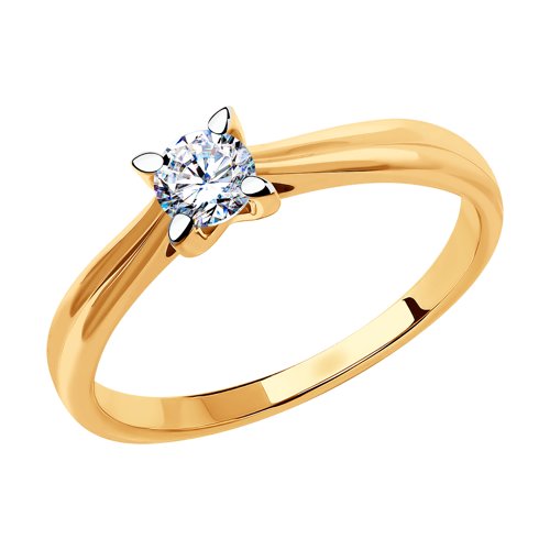 Inel din aur roșu cu pietre Cubic Zirconia Incolor