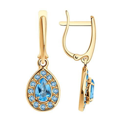 Cercei Suspendați din aur roșu cu pietre Topaz Swiss