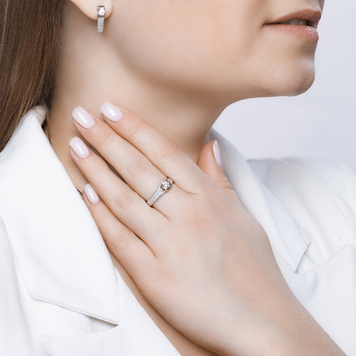 Inel din aur alb cu pietre Diamant