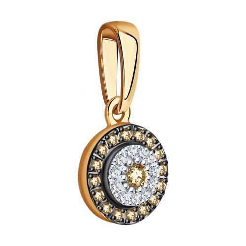 Pandantiv din aur roșu cu pietre Diamant, Diamant Cognac