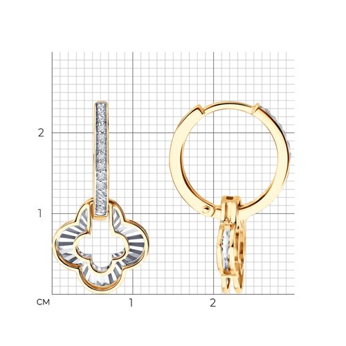 Серьги Конго из красного золота с камнями Бриллиант