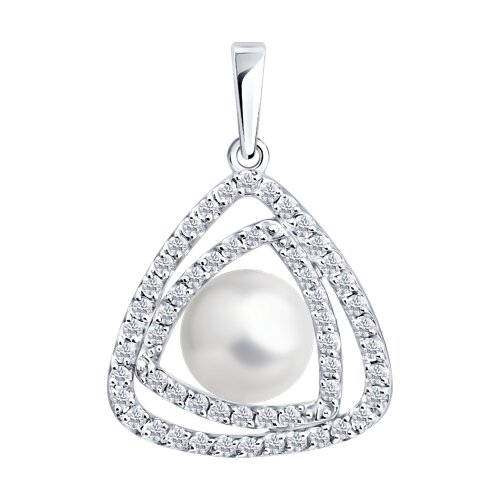 Pandantiv din aur roșu cu pietre Cubic Zirconia Incolor, Perla Albă