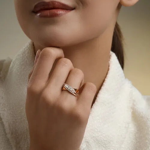 Inel din aur roșu cu Cubic Zirconia Incolor