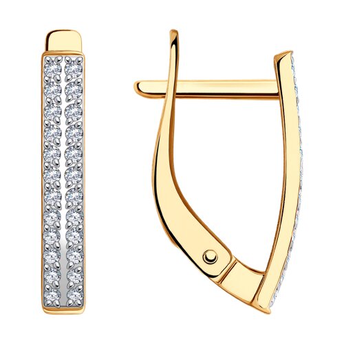 Серьги из красного золота с камнями Фианит