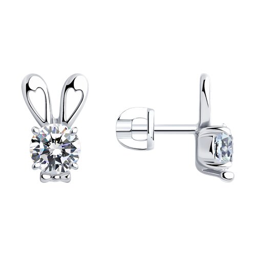 Cercei Pusete din argint  cu pietre Cubic Zirconia Incolor