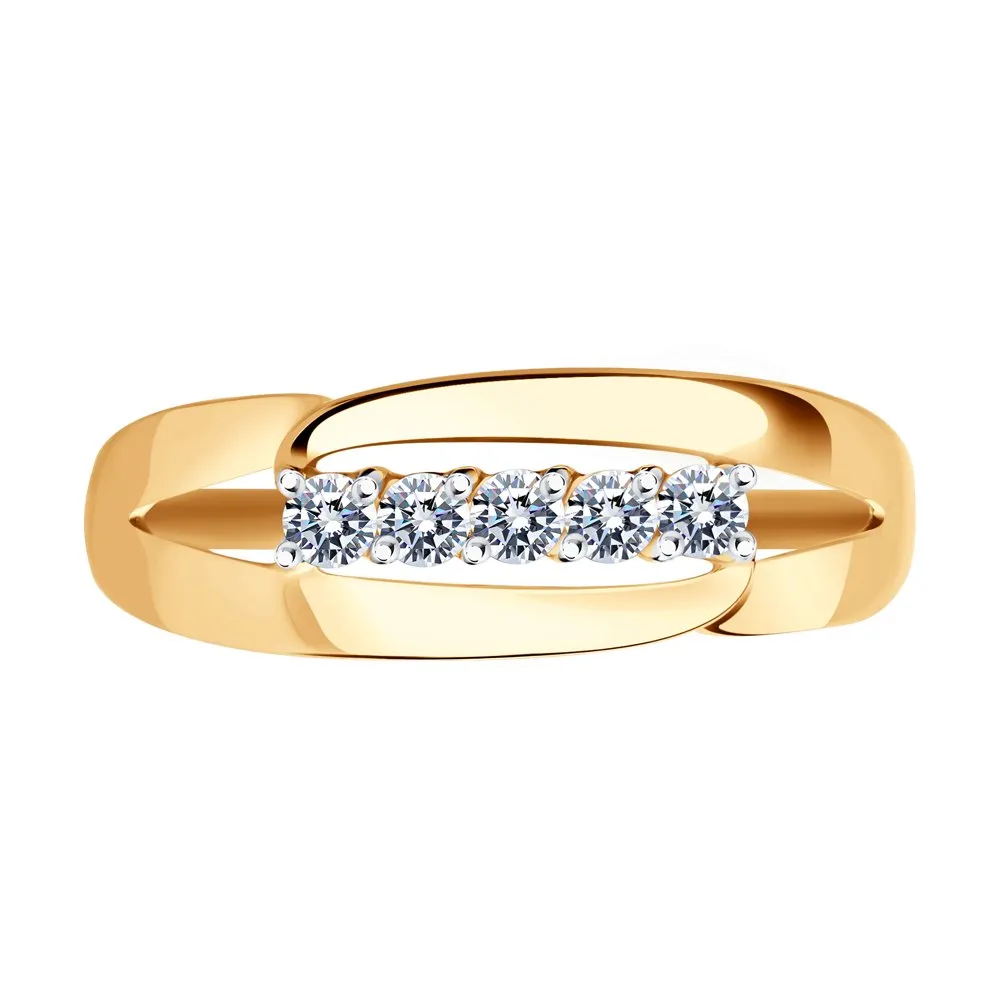 Inel din aur roșu cu Cubic Zirconia Incolor
