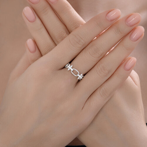 Inel din argint  cu pietre Cubic Zirconia Incolor