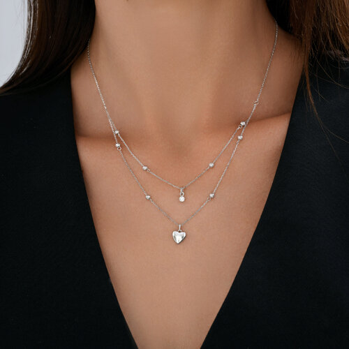 Colier din argint  cu pietre Cubic Zirconia Incolor