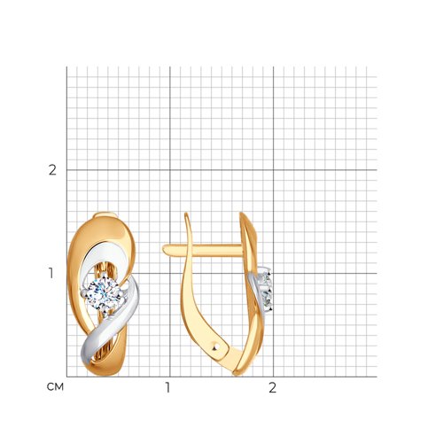 Cercei din aur roșu cu pietre Cubic Zirconia Incolor