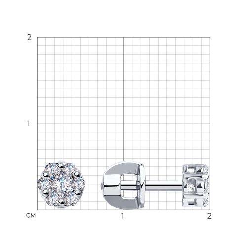 Cercei Pusete din aur alb cu pietre Cubic Zirconia Incolor