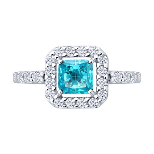 Inel din argint  cu pietre Cubic Zirconia Incolor, Cubic Zirconia Albastru