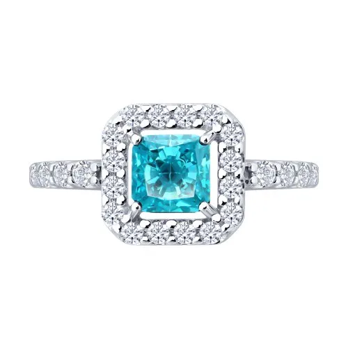 Inel din argint cu Cubic Zirconia Incolor, Cubic Zirconia Albastru