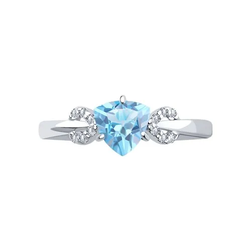 Inel din argint cu Cubic Zirconia Incolor, Topaz albastru