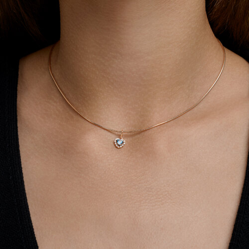 Pandantiv din aur roșu cu pietre Cubic Zirconia Incolor, Topaz Swiss