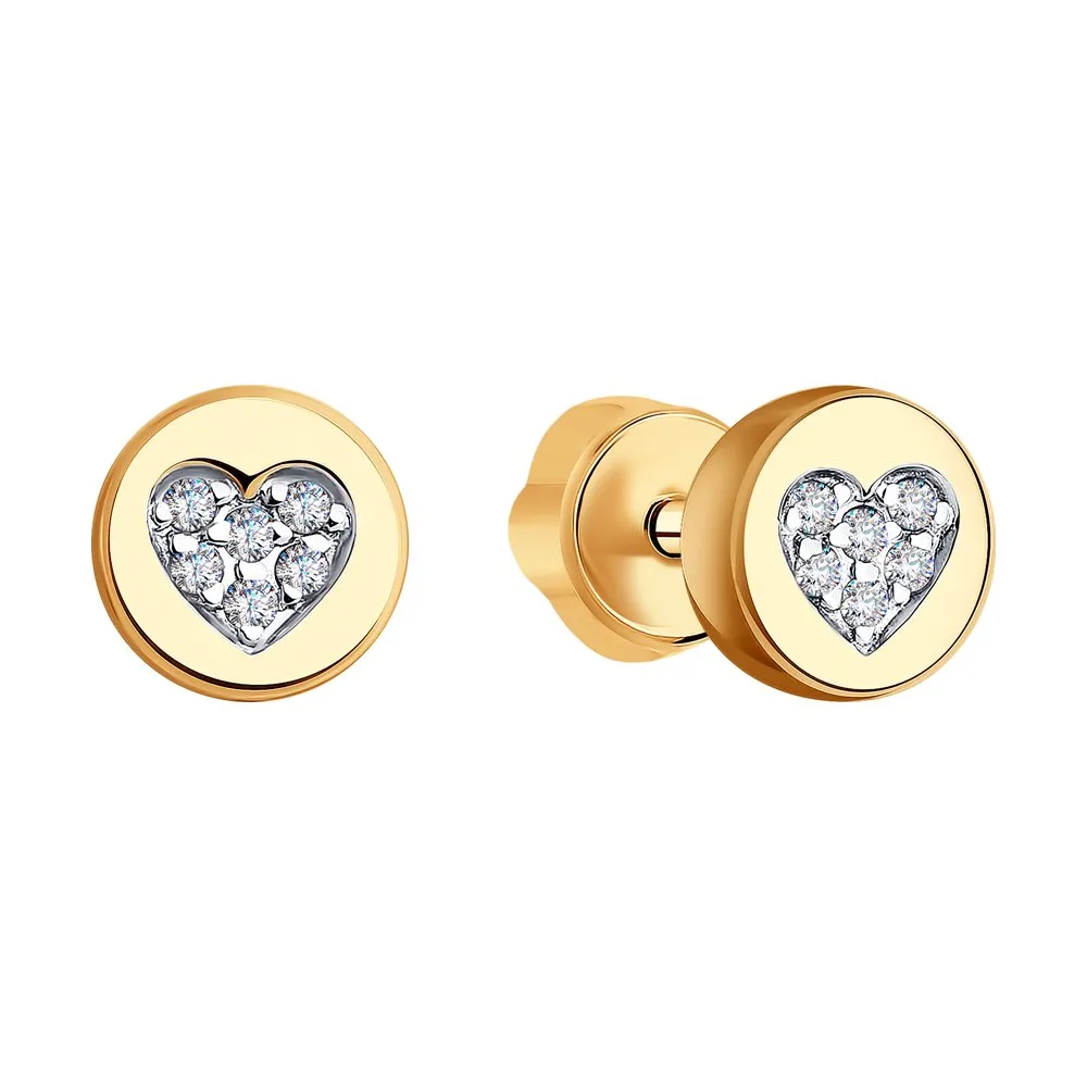 Cercei Pusete din aur roșu cu Cubic Zirconia Incolor