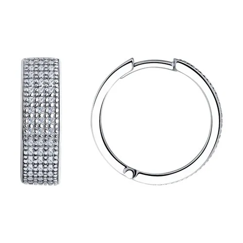 Cercei Creole din argint cu Cubic Zirconia Incolor