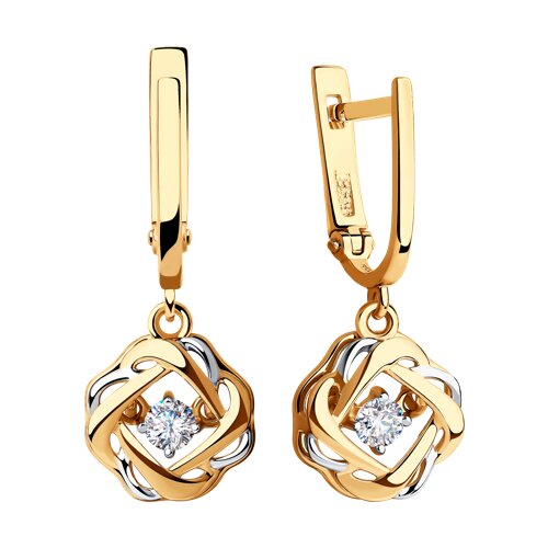 Cercei Suspendați din aur roșu cu pietre Cubic Zirconia Incolor
