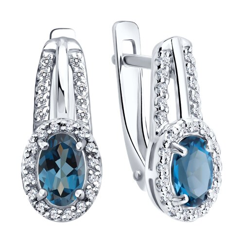 Cercei din aur alb cu pietre Cubic Zirconia Incolor, Topaz London