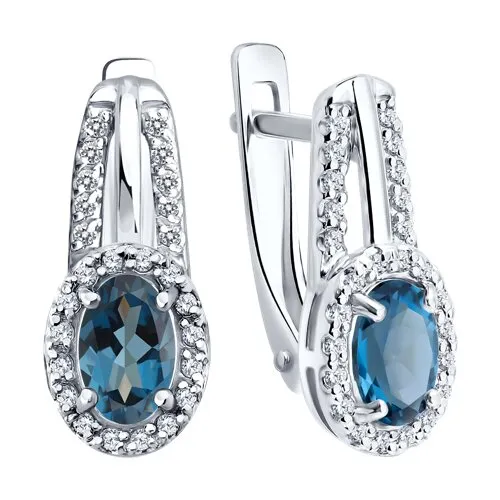 Cercei din aur alb cu Cubic Zirconia Incolor, Topaz London