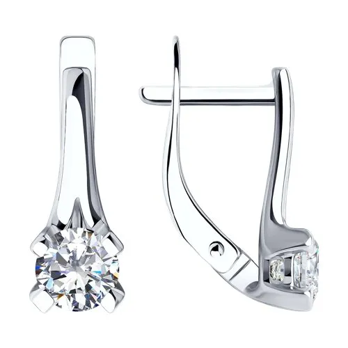 Cercei din aur alb cu Cubic Zirconia Incolor