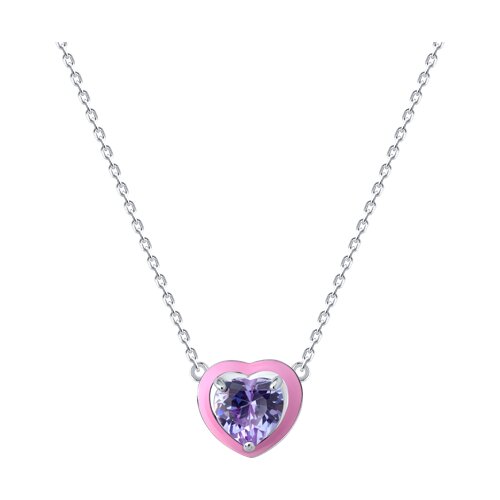 Colier din argint  cu pietre Cubic Zirconia Liliachiu, Emailare