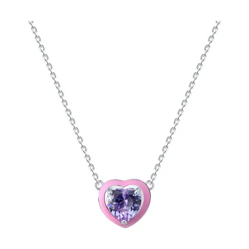 Colier din argint cu Cubic Zirconia Liliachiu, Emailare