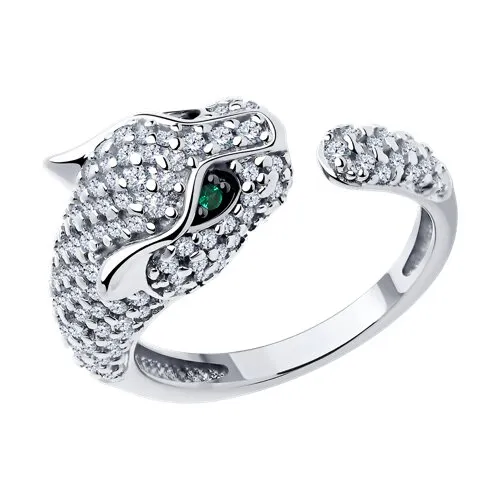 Inel din argint cu Cubic Zirconia Incolor, Cubic Zirconia Verde