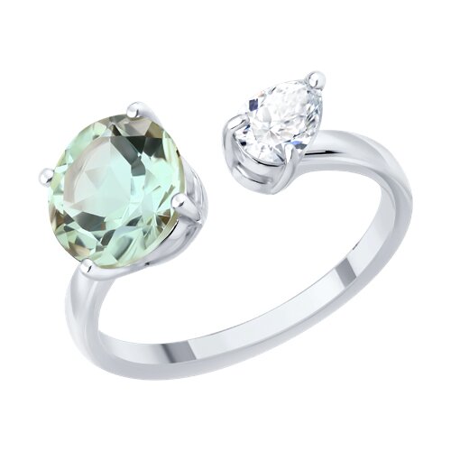 Inel din argint  cu pietre Cubic Zirconia Incolor, Prasiolit