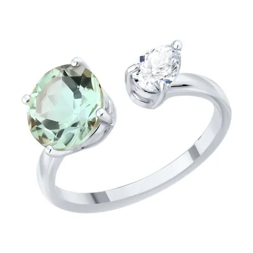 Inel din argint cu Cubic Zirconia Incolor, Prasiolit