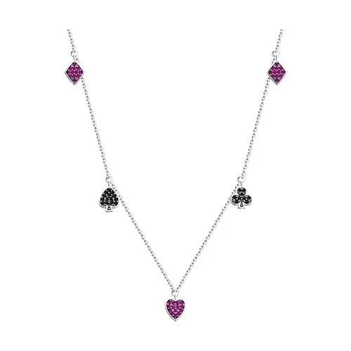 Colier din argint cu Cubic Zirconia Negru, Corindon (rubin)