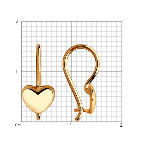 Детские серьги из красного золота без камней