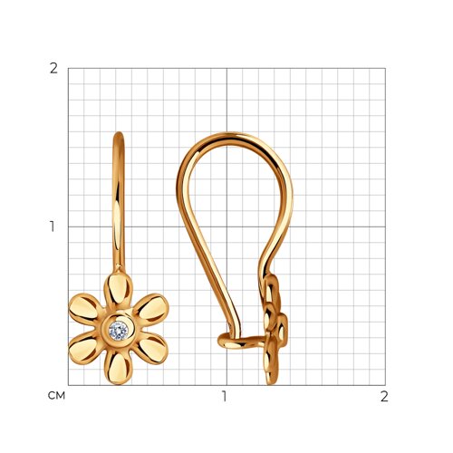 Cercei p-u copii din aur roșu cu pietre Cubic Zirconia Incolor