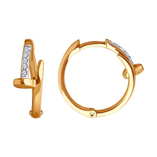 Cercei Creole din aur roșu cu pietre Cubic Zirconia Incolor