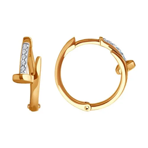 Cercei Creole din aur roșu cu Cubic Zirconia Incolor
