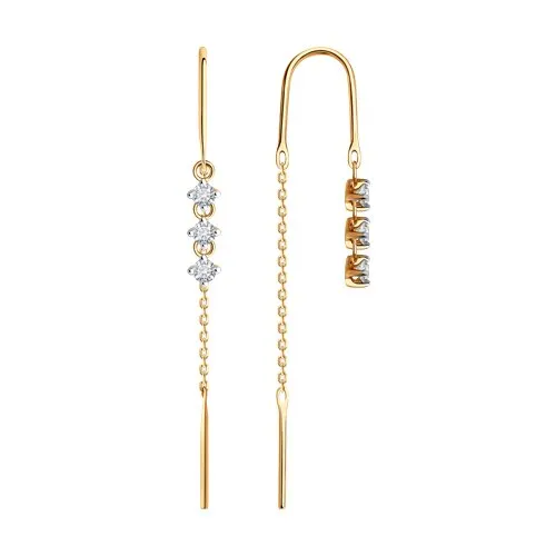 Cercei Lanț din aur roșu cu Cubic Zirconia Incolor