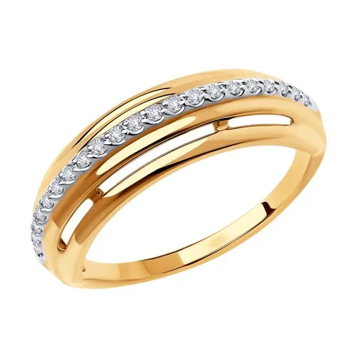Inel din aur roșu cu Cubic Zirconia Incolor