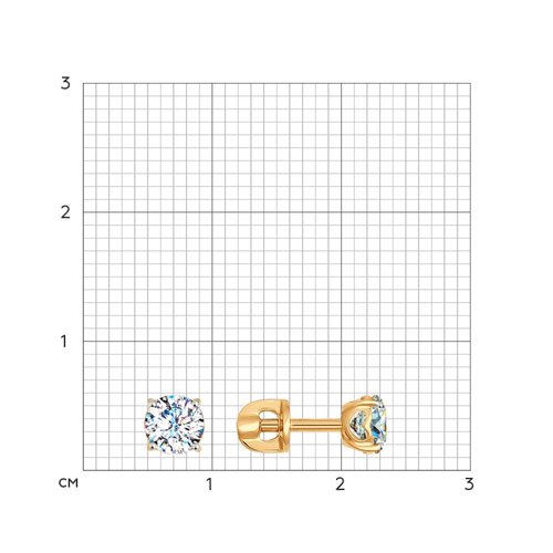 Cercei Pusete din aur roșu cu pietre Cubic Zirconia Incolor