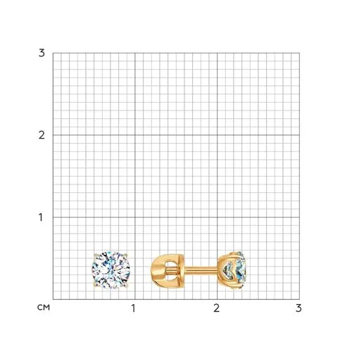 Cercei Pusete din aur roșu cu Cubic Zirconia Incolor